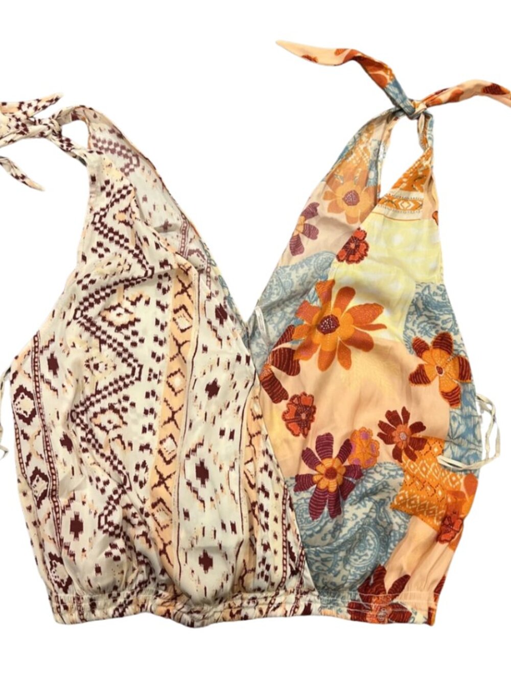 Free People Tied To You Floral Surplice Boho Tank Top – Tropical Combo Sz S - Picture 4 of 6